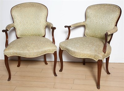 Lot 255 - Pair of George III Style Mahogany Armchairs...