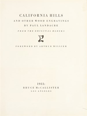 Lot 281 - LANDACRE, PAUL California Hills And Other Wood...