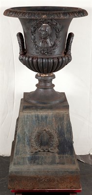 Lot 386 - Cast Iron Garden Urn and Pedestal J.L. Mott,...