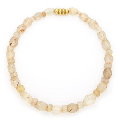 Lot 1040 - Tumbled Glass Bead Necklace with Gold Clasp, Linda Lee Johnson