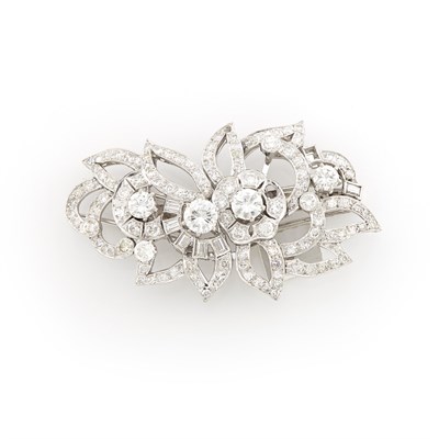 Lot 1241 - Platinum and Diamond Double Clip-Brooch
