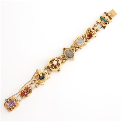 Lot 2086 - Gold and Gem-Set Slide Bracelet