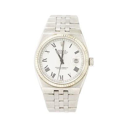 Lot 1765 - Stainless Steel 'OysterQuartz DateJust' Wristwatch, Rolex