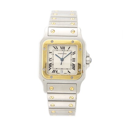 Lot 1753 - Gentleman's Stainless Steel and Gold 'Santos' Wristwatch, Cartier