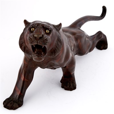 Lot 24 - Japanese Bronze Tiger Meiji Period Posed in a...