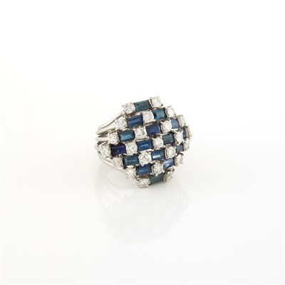Lot 1179 - Platinum, Diamond and Sapphire Ring