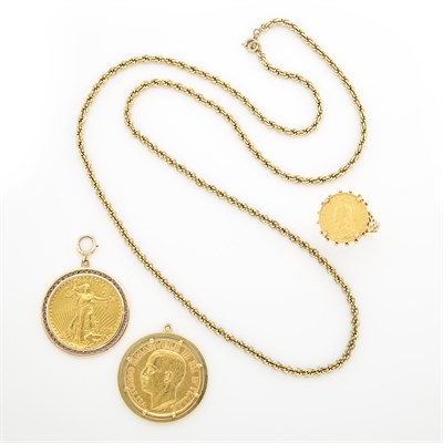 Lot 1572 - Group of Gold and Gold Coin Jewelry and Gold-Filled Chain