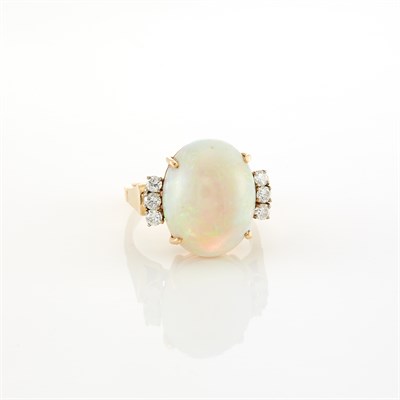 Lot 1163 - Gold, Opal and Diamond Ring