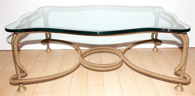 Lot 495 - Gilt-Metal and Glass Table with Rope-Form Base...