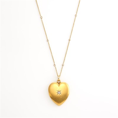 Lot 2013 - Gold and Diamond Heart Pendant on Chain Necklace