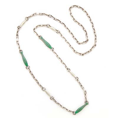 Lot 1604 - Silver and Enamel Fish Necklace, Gucci