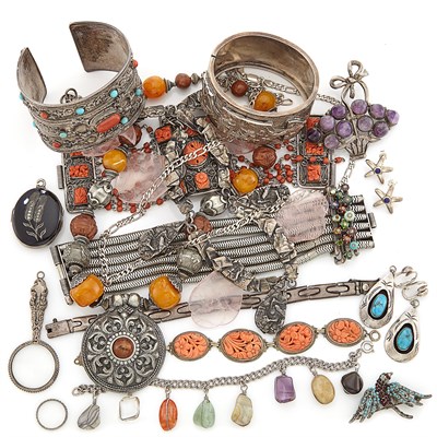 Lot 2153 - Group of Silver and Metal Jewelry