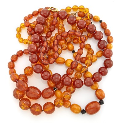 Lot 1649 - Four Amber Bead Necklaces