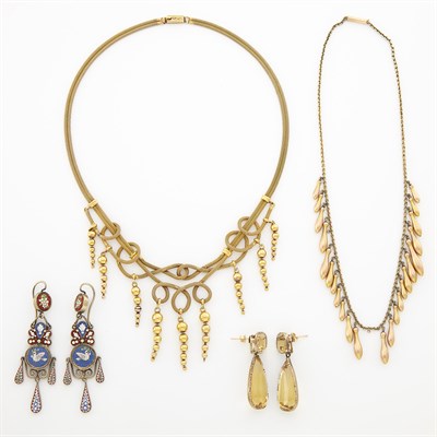 Lot 1495 - Group of Antique Gilt-Metal, Silver-Gilt and Gold Jewelry