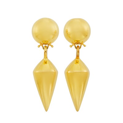 Lot 361 - Pair of Gold Pendant-Earclips, Zolotas