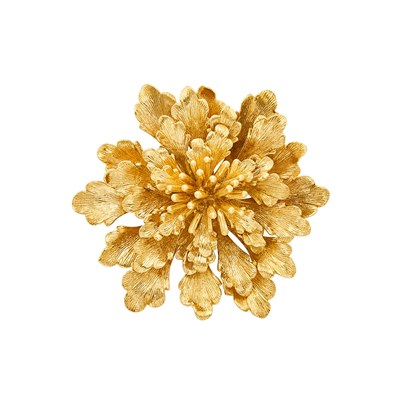 Lot 1477 - Gold Flower Clip-Brooch, Cartier