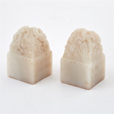 Lot 48 - Pair of Chinese Square Soapstone Seals Each...