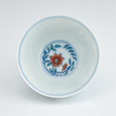 Lot 65 - Chinese Doucai Glazed Porcelain Cup The...