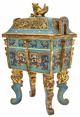 Lot 156 - Chinese Cloisonne Covered Censer 19th Century...