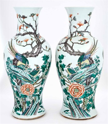 Lot 161 - Pair of Chinese Famille Verte Porcelain Vases...