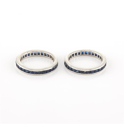 Lot 2038 - Two White Gold and Sapphire Band Rings