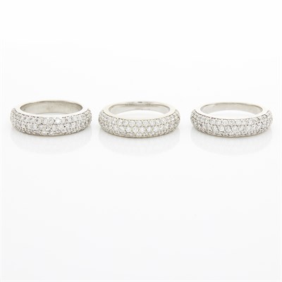 Lot 1567 - Three White Gold and Diamond Band Rings