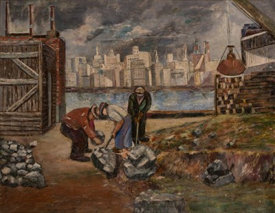 Lot 20 - Joseph Biel American, 1891-1943 Wharf Scene...