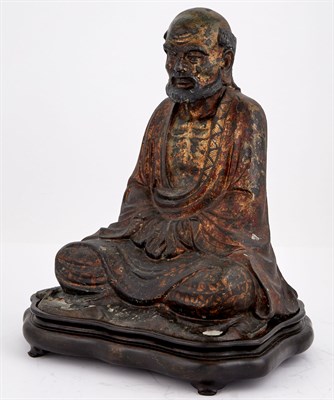 Lot 71 - Chinese Lacquered Bronze Figure of a Luohan...
