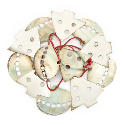Lot 1064 - Twelve Silver Christmas Tree and Ball Ornaments, Linda Lee Johnson