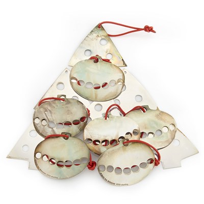 Lot 1068 - Twelve Silver Christmas Tree and Ball Ornaments, Linda Lee Johnson