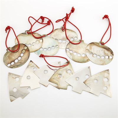 Lot 1069 - Twelve Silver Christmas Tree and Ball Ornaments, Linda Lee Johnson