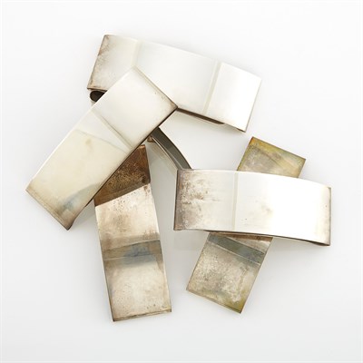 Lot 1076 - Six Silver Hair Barrettes, Linda Lee Johnson