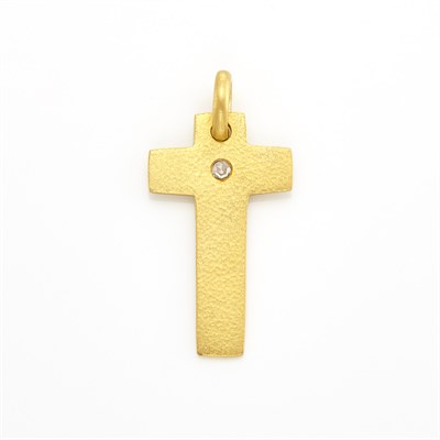 Lot 1045 - Gold and Diamond Cross Pendant, Linda Lee Johnson