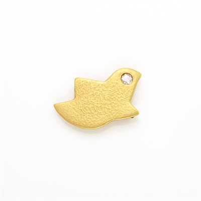 Lot 1009 - Gold, High Karat Gold and Diamond Bird Pin, Linda Lee Johnson