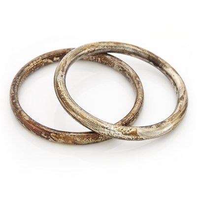 Lot 1053 - Two Silver Bangle Bracelets, Attributed to Linda Lee Johnson
