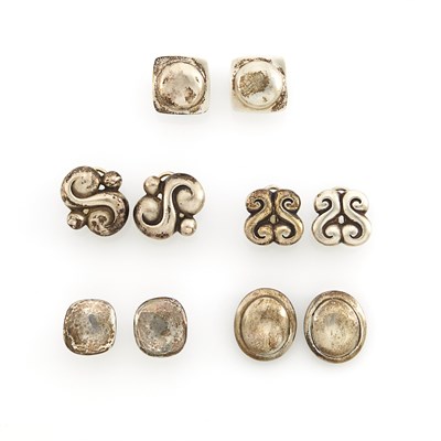 Lot 1082 - Five Pairs of Silver Earrings and Earclips, Linda Lee Johnson