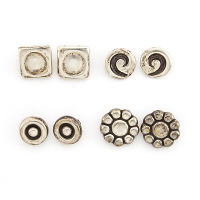 Lot 1085 - Four Pairs of Silver Earrings, Linda Lee Johnson