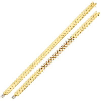 Lot 293 - Gold and Diamond Necklace/Bracelets Combination