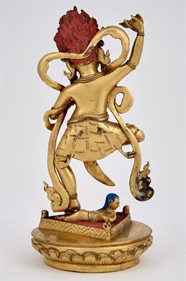 Lot 28 - Tibetan Gilt-Bronze Figure of Mahakala Dancing...