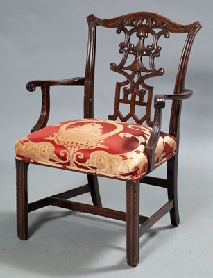 Lot 438 - Pair of George III Style Mahogany Armchairs...