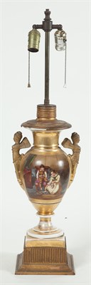 Lot 304 - Paris Porcelain Urn-Form Two-Handled Lamp...