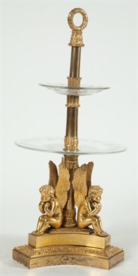 Lot 307 - Empire Style Gilt-Metal and Glass Two-Tier...