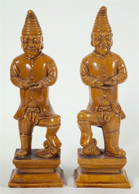 Lot 268 - Pair of Chinese Mustard Glazed Earthenware...
