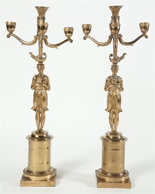 Lot 374 - Pair of Empire Style Gilt-Metal Figural...
