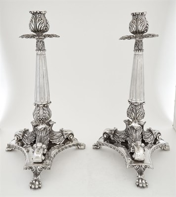 Lot 321 - Pair of Camusso Sterling Silver Candlesticks...