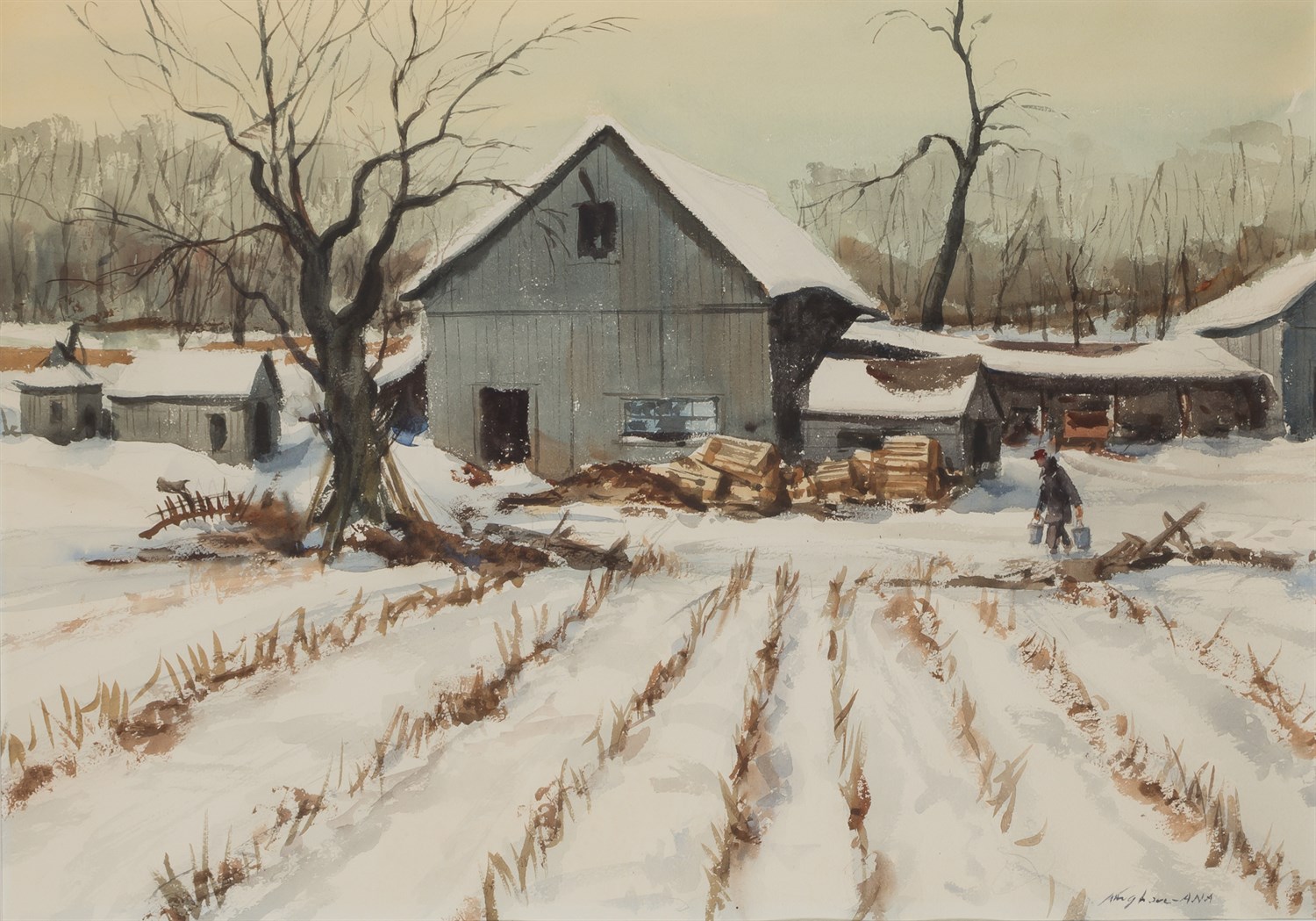 Lot 25 - Charles Kinghan American, 1895-1984 Barn in...