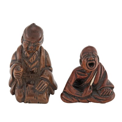 Lot 2 - Two Japanese Boxwood Netsuke Meiji Period One...