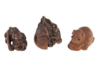 Lot 5 - Group of Three Japanese Boxwood Netsuke...