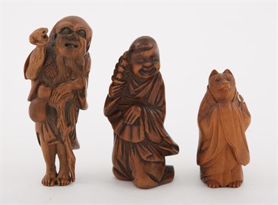Lot 7 - Group of Three Japanese Boxwood Netsuke...