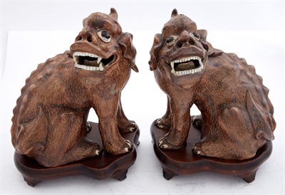 Lot 177 - Pair of Chinese Glazed Pottery Fu Lions Height...